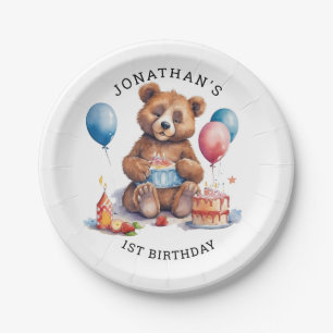 Cutest  Teddy Bear 1st Birthday  Paper Plates