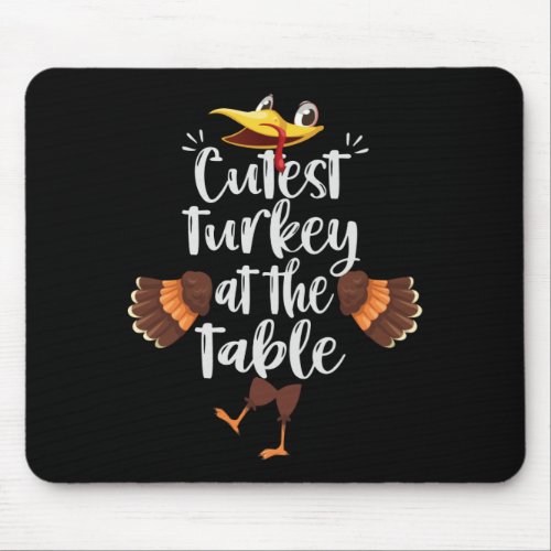 Cutest Turkey at the Table Cute Thanksgiving Fall Mouse Pad