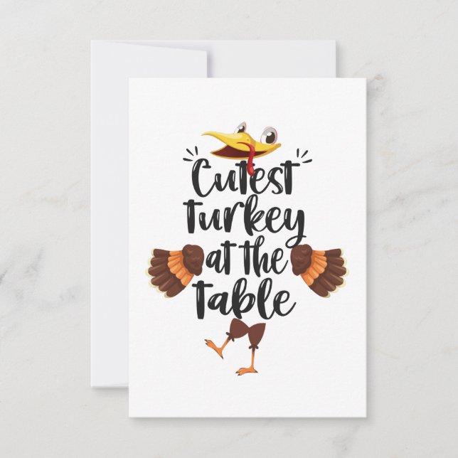 Cutest Turkey at the Table Cute Thanksgiving Fall RSVP Card (Front)
