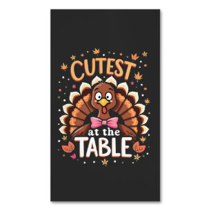 Cutest Turkey at the Table Funny Thanksgiving Business Card Magnet