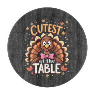 Cutest Turkey at the Table Funny Thanksgiving  Cutting Board