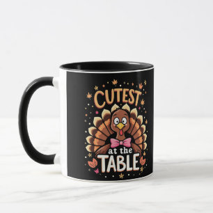 Cutest Turkey at the Table Funny Thanksgiving  Mug