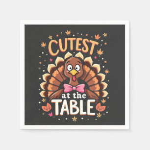 Cutest Turkey at the Table Funny Thanksgiving  Napkins