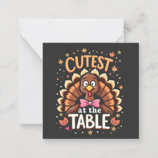 Cutest Turkey at the Table Funny Thanksgiving Note Card