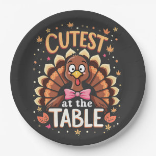 Cutest Turkey at the Table Funny Thanksgiving  Paper Plates