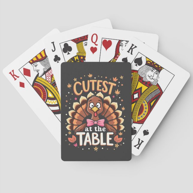Cutest Turkey at the Table Funny Thanksgiving  Poker Cards (Back)