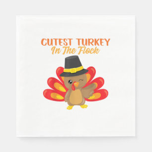 Cutest Turkey In Flock Happy Thanksgiving Day Boy Napkins