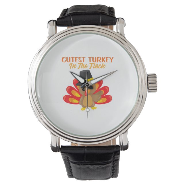 Cutest Turkey In Flock Happy Thanksgiving Day Boy  Watch (Front)