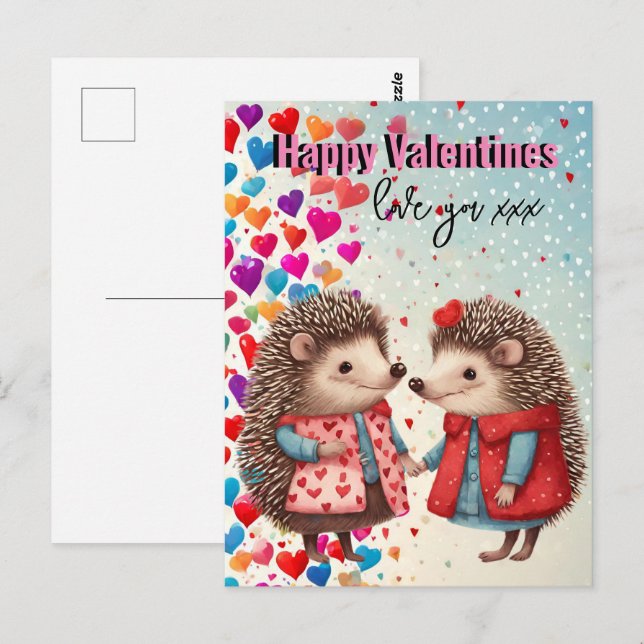 cutest valentine, hedgehogs, boyfriend, girlfriend postcard (Front/Back)