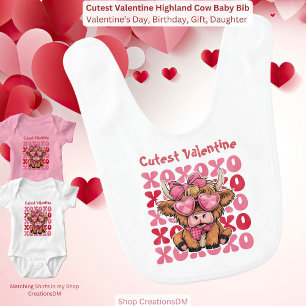 Cutest Valentine Highland Cow Baby Bib