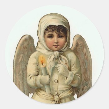 Cutest Vintage Christmas Angel Stickers Large by vintagecreations at Zazzle