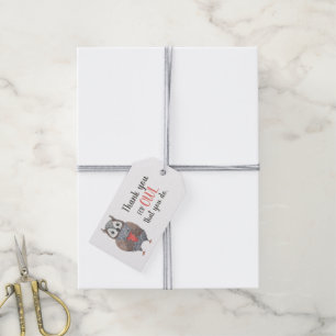 Cutest Watercolor Owl with Heart Thank You Gift Ta Tags
