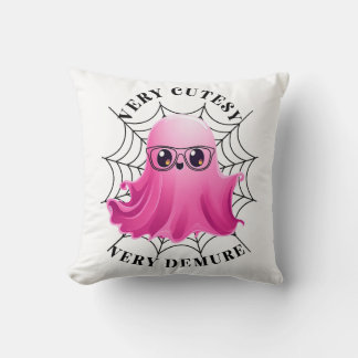 Cutesy Demure Ghost Throw Pillow