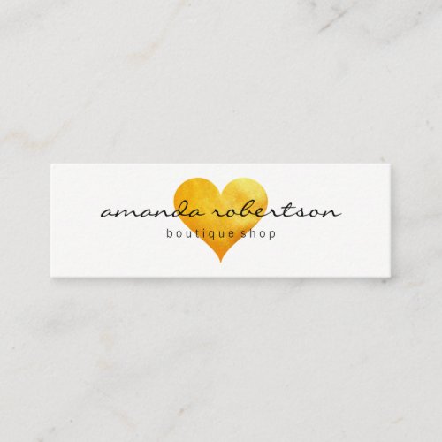 Cutesy Gold Heart Mini Business Card