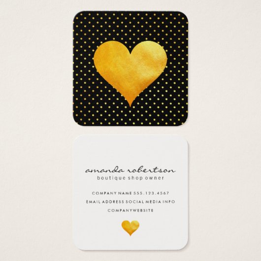 Cutesy Gold Heart Polka Dot Pattern (Front & Back)