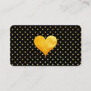 Cutesy Gold Heart Polka Dot Pattern Business Card