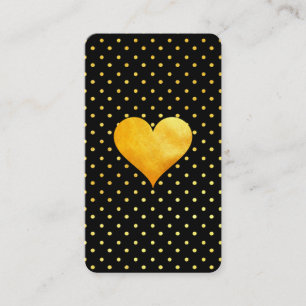 Cutesy Gold Heart Polka Dot Pattern Business Card