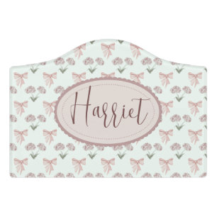 Cutesy Mint Coquette Floral Baby Door Sign