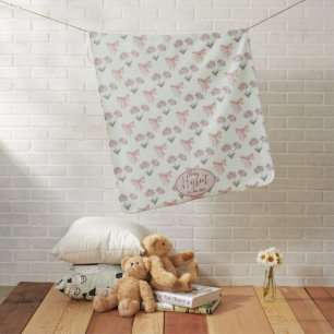 Cutesy Mint Coquette Floral Baby name Blanket