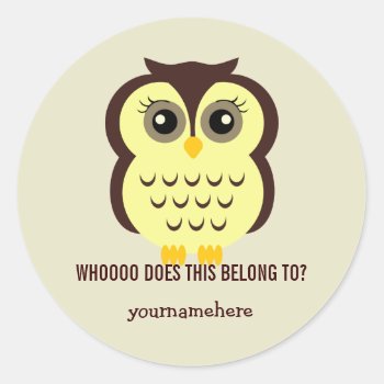 Cutesy Owl This Belongs To Stickers by whupsadaisy4kids at Zazzle