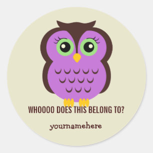 Cutesy Owl THIS BELONGS TO Stickers