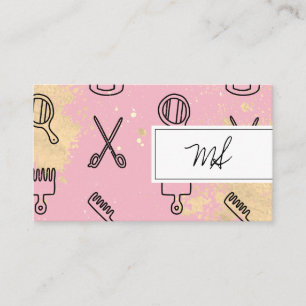 Cutesy Stylist Tools Signature Monogram Business Card