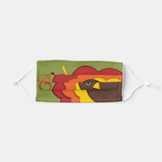 CuteThanksgiving Turkey "Gobble!" Adult Cloth Face Mask (Front, Folded)