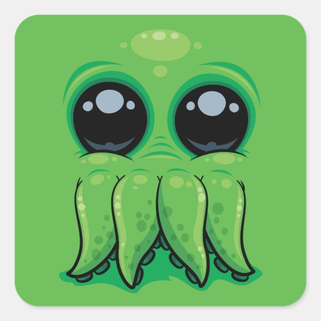 Cutethulhu Cute Cthulhu Face Square Sticker (Front)