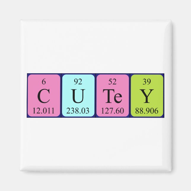 Cutey periodic table name magnet (Front)