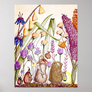 Cutey Postcard Animal Parade Poster