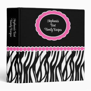 Cutey Zebra Recipe Book 3 Ring Binder