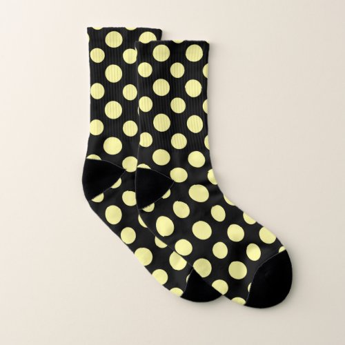 CuteYellow Black Big Polka Dots Pattern Socks