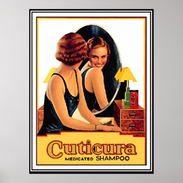 Cuticure medicated shampoo vintage poster (Front)