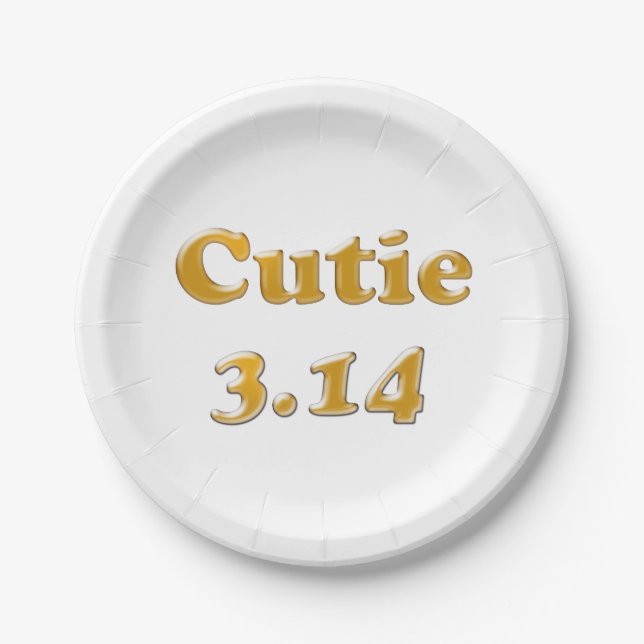 Cutie 3.14 Pi Day Paper Plates (Front)