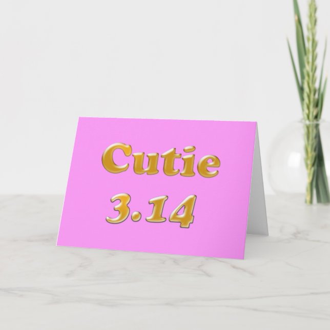 Cutie 3.14 Pi Day Pink Card (Front)