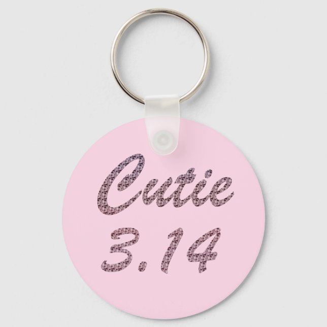 Cutie 3.14 Pi Day Pink Keychain (Front)