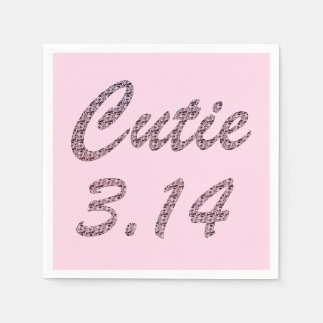 Cutie 3.14 Pi Day Pink Napkins (Front)