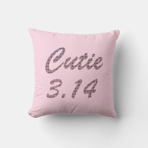 Cutie 3.14 Pi Day Pink Throw Pillow