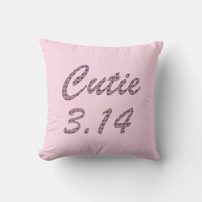 Cutie 3.14 Pi Day Pink Throw Pillow (Front)