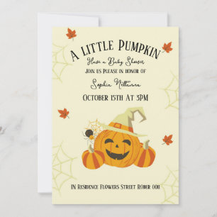 Cutie a little pumpkin baby shower card halloween