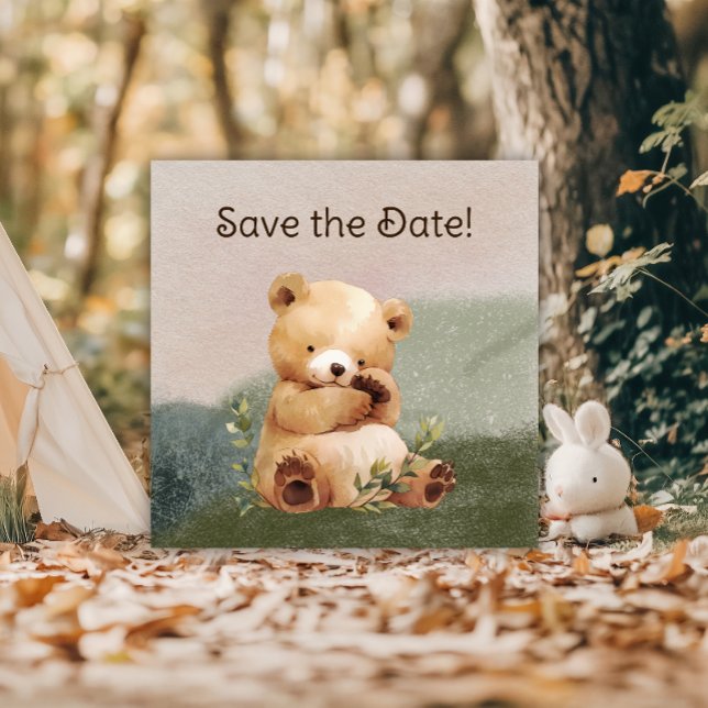 Cutie Baby Bear Watercolor Baby Shower Save The Date (Cutie Baby Bear Watercolor Baby Shower Save The Date)