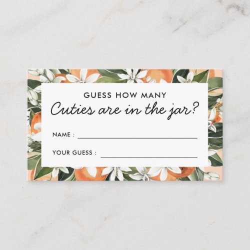 Cutie Baby Shower How Many Cuties Are In The Jar Enclosure Card