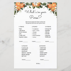 Cutie Baby Shower What's In Your Purse Game Cards