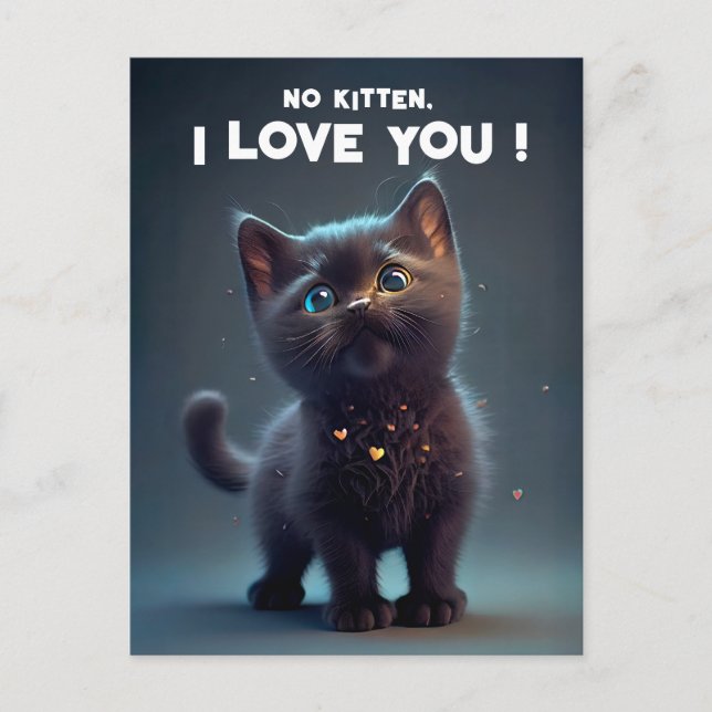 Cutie Black Kitten: No kidden, I Love you! Postcard (Front)