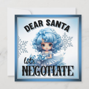 Cutie Blue Dear Santa Christmas  Holiday Card