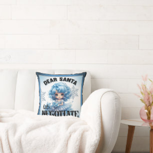 Cutie Blue Dear Santa Christmas Pillow