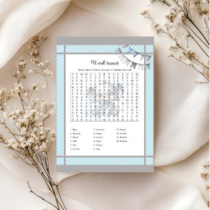 Cutie Blue Elephant - Baby Shower Word Search Game
