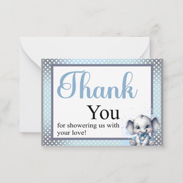 Cutie Blue Elephant - Little Peanut  Note Card (Front)