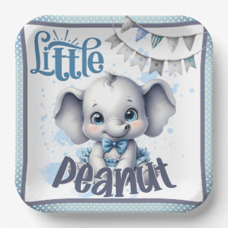 Cutie Blue Elephant - Little Peanut Paper Plates