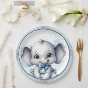 Cutie Blue Elephant - Little Peanut Paper Plates